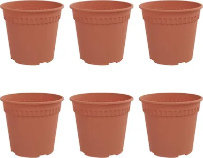 Immagine prodotto di Vaso Rotondo per Fiori 6 pcs Rosso Mattone Ø 17 x 14 cm