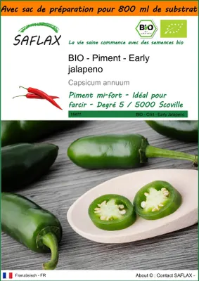 Image de SAFLAX Garden in the bag -- Piment - Early jalapeno - 20 graines - Capsicum