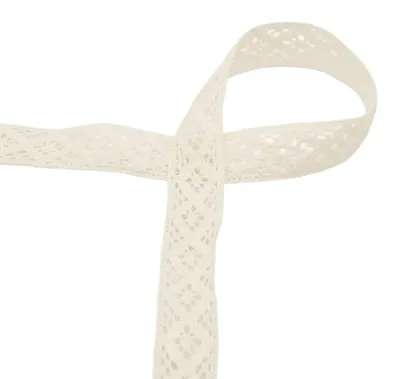 Baumwoll-Spitze 3 m x 20 mm Zierband Klöppeloptik Häkelborte Klöppelspitze Dekospitze creme