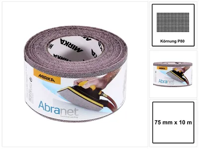 Obrázok produktu pre MIRKA Rolky Abranet 75 mm x 10 m P80 Mesh Velcro (1 ks)