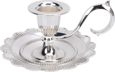 Image de Rétro Porte-bougie à main Vintage Poignée Support en alliage de zinc Style européen Table Chandelier Décoration maison Argent
