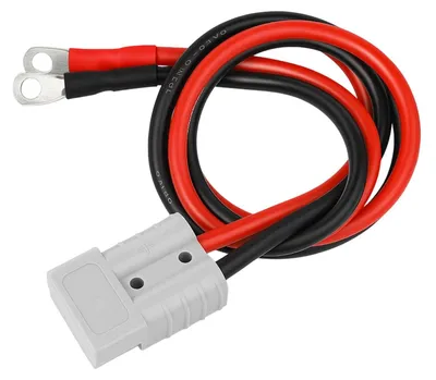 Akku-Schnellverbinder 50 A 600 V, 30 cm, 10 AWG, Kupfer-Ringkabelschuhe