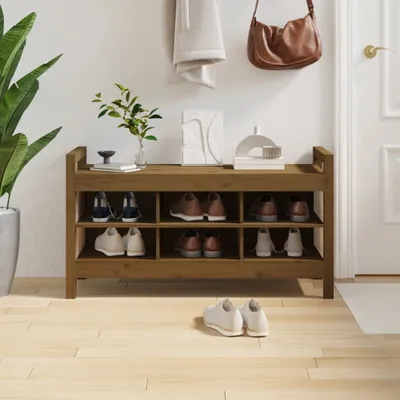 Immagine prodotto di The Living Store Panca da corridoio marrone miele 110x40x60 cm in legno di pino massiccio