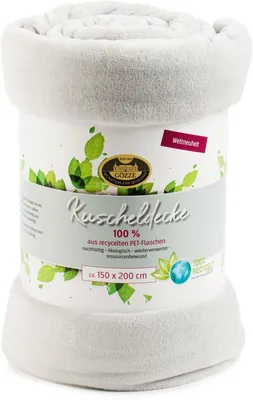 Produktbild von GÖZZE Wohndecke aus recycelten Materialien flauschige weiche nachhaltige Kuscheldecke Silber 150 x 200 cm