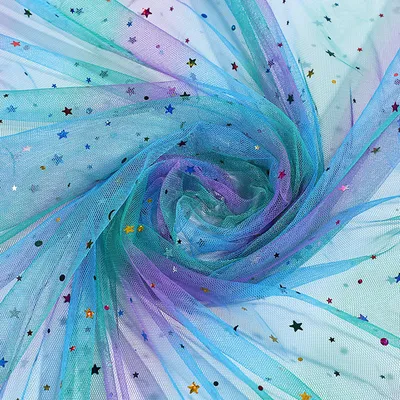 Tüllstoff Regenbogen 150 cm breit, 100 cm lang, Polyester