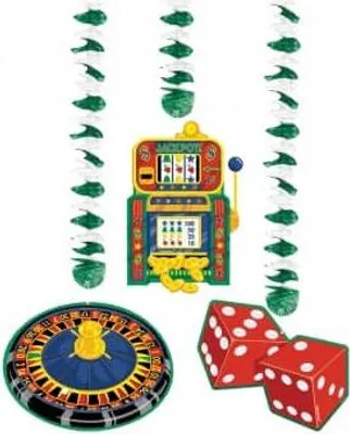 Produktbild von Amscan Casino Spiralgirlande aus Kunststoff, 3er-Set für Party-Dekoration