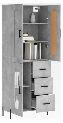 Produktbild von Highboard in Betongrau, 69,5 x 34 x 180 cm, Holzwerkstoff