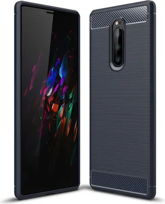 Produktbild von Sony Case Handyhülle Cover TPU Case Schutzhülle Case Handy Bumper Carbon Optik Schale Etui, Farbe:Blau, Modell wählen:Sony Xperia 8