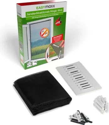 Produktbild von EASYmaxx Fenster-Fliegengitter Magic Klick Insektenschutz Magnetfenster ohne Bohren schwarz 150x130 cm