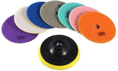 Productafbeelding van Diamantschuurblokken, 4 inch - Set van 8 stuks - Geschikt voor graniet/marmer/beton - Hoge schuurkracht - Zelfklevende schijf - Schuurblokken