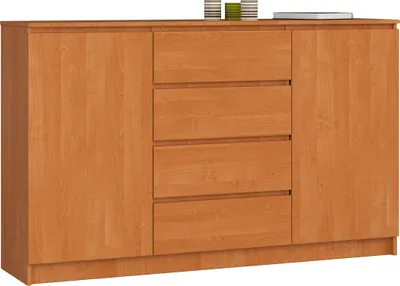 Produktbild von Kommode AKORD K160 Erle 160 cm 2 Türen 4 Schubladen 4 Ebenen B160 x H99 x T40 cm