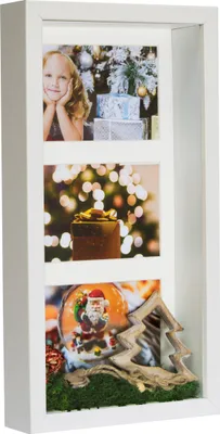 Produktbild von Rahmen für 3 Fotos 10x15 cm, 3D-Galerie-Schattenbox 18x35 cm, weiß