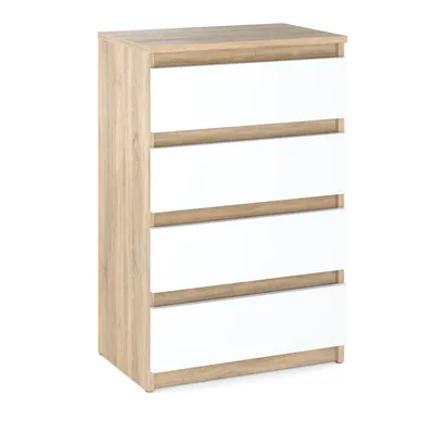 Produktbild von STIV Möbel | Kommode mit 4 Schubladen | Sonoma Eiche & Weiß Matt | 60 cm | grifflos & modern | für Wohnzimmer & Schlafzimmer