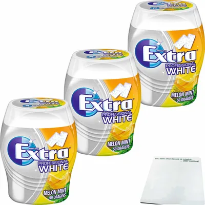 Produktbild von Wrigleys Extra Professional White Melon Mint 3er Pack (3x50St Dose) + usy Block