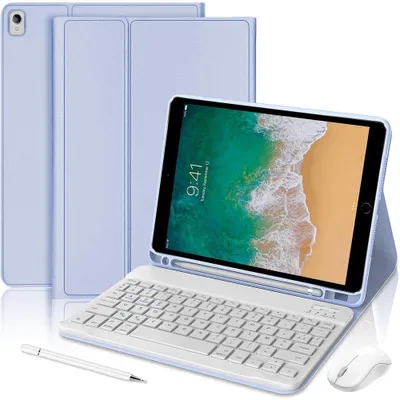 Image de Coque Clavier pour iPad Air 3 10,5 Pouces / iPad Pro 10,5 Pouces - Lavande avec Souris, Stylet et Clavier Bluetooth