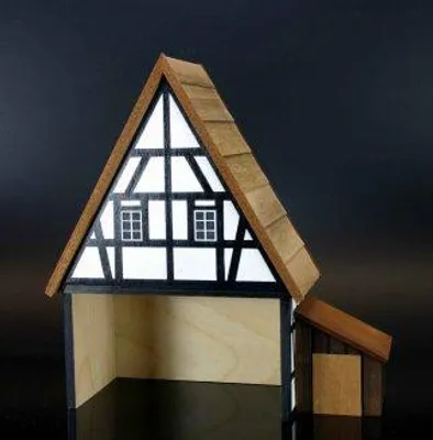 Produktbild von Holzdekoration Miniatur Fachwerkhaus HxBxT =11x6x4 cm NEU