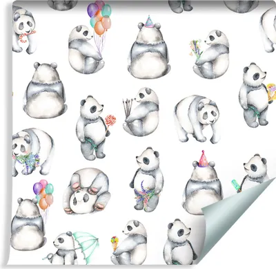 Produktbild von 10m VLIES TAPETE Rolle Kinderzimmer Tiere Pandas Blumen Ballons Eis XXL