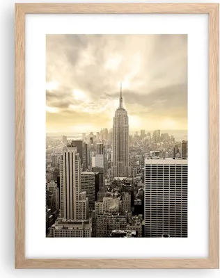 Produktbild von Gerahmtes Poster - Rahmen in heller Eiche - Stadt Wolkenkratzer Manhattan New York - 30x40 cm - Wand Bild - Wanddeko - Wandbilder - Wandposter - Bilderrahmen - Bilder - Kunstdruck - P2NPA30x40-2630