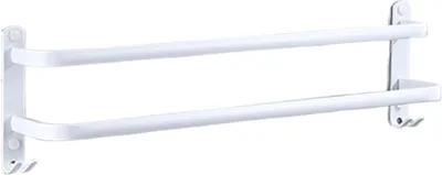 Produktbild von Handtuchhalter zur Wandmontage mit 2 Haken, Handtuchhalter fš¹r Badezimmer, Handtuchregale aus Aluminium fš¹r Badezimmer, 2-lagig, 30 cm