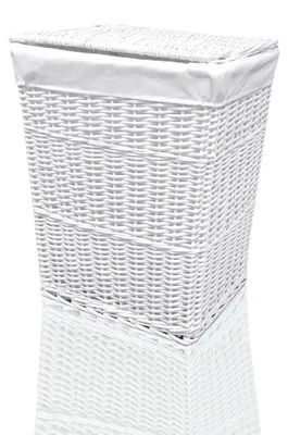 Weiden-Waschkorb 85 L, 45x32x59 cm, weißes Innenfutter