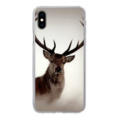 Produktbild von MuchoWow® Handyhülle Schutzhülle Hülle für iPhone Xs Porträt - Hirsch - Geweih Silikon Softcase Handy Hülle - Handytasche
