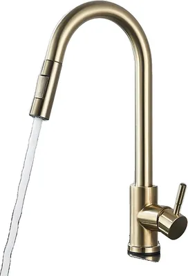 Immagine prodotto di Miscelatore da cucina, comando a sfioramento, bocca estraibile, oro spazzolato