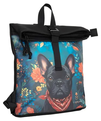 Produktbild von New Rebels Rolltop Cityrucksack Los Angeles – Stylischer Rolltop Rucksack mit Bulldogge - Design, Wasserabweisend & Praktisch