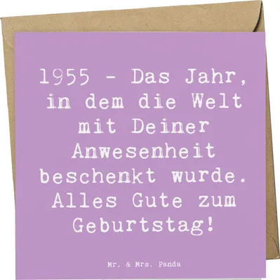 Produktbild von Mr. & Mrs. Panda Grußkarte Spruch 1955 Geburtstag - Lavendeltraum - Geschenk, Geburtstagszitat, das Jahr, Geburtstagsfeier, Alter, Happy Birthday, Glückwunschkarte