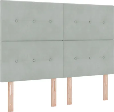 Immagine prodotto di vidaXL Testata LED con strisce luminose LED grigio chiaro 144 cm velluto