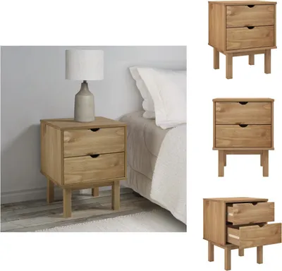 Imagen del producto de vidaXL Mesita de noche OTTA de 46x39,5x57 cm, madera maciza de pino - Mesitas de noche