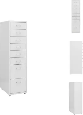 Image de vidaXL Armoire à dossiers avec roulettes Gris 28x41x109 cm Métal - Armoires à dossiers