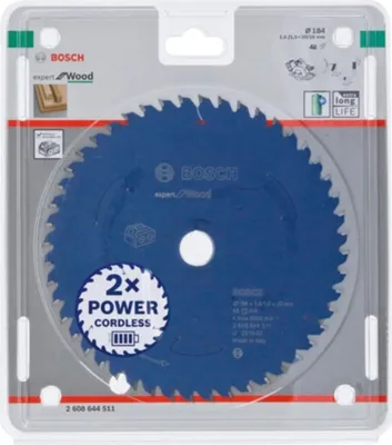 Obrázek produktu pro Bosch 2 608 644 511, Tvrdé dřevo, Měkké dřevo, 18,4 cm, 2 cm, 1 mm, 8000 ot/min, 1,6 mm