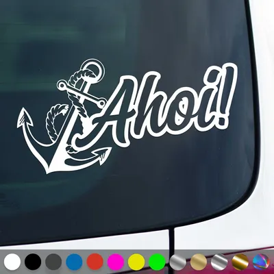 Produktbild von PantherPixel Ahoi Aufkleber Anker Seemannsgruß Moin Nordsee Ostsee Sticker Auto Geschenkidee Farbe Weiss