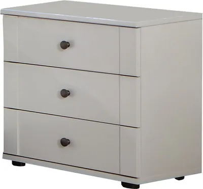 Produktbild von Nachtschrank "Chalet" in WEISS mit 3 Schubladen. Abmessungen (BxHxT) 52x58x38 cm