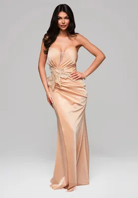 Produktbild von Ombre  Schulterfreies Abendkleid mit Glitzer-Akzenten beige XL