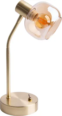 Produktbild von Näve Leuchten Tischleuchte "LIBBY" H: 34 cm Tischleuchte "LIBBY" H: 34 cm Tischleuchten - Tischleuchte "LIBBY", Tischlampe im Retro Style, aus Metall und Glas in messing, 34 cm hoch, Ø 12 cm, E14-Fassung – Kippschalter