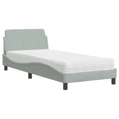 Immagine prodotto di Letto con Materasso Dover Grigio Chiaro 90x190 cm in Velluto