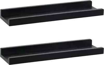 Schwebende Regale aus Massivholz, 2er-Set, 43x13x4 cm, Schwarz