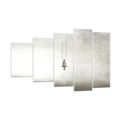 Produktbild von Bilder auf glas - 5 Teile - Schwingen rein Wolken - 100x60cm - Glasbilder - Wandbilder - Bilder - zum Aufhängen bereit - Wanddekoration aus Glas - Glas Bilder - Wandbild auf Glas - GEG100x60-4875