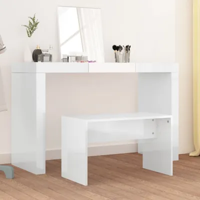 Produktbild von vidaXL Schminkhocker Hochglanz-Weiß 70x35x45 cm Holzwerkstoff