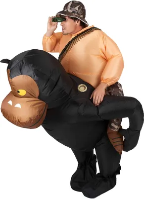 Immagine prodotto di Costume da scimmia a cavalluccio gonfiabile per adulti nero-marrone - taglia unica