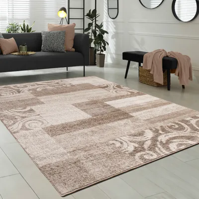 Image de Tapis design pour salon Décoration intérieure Tapis Mélangé Beige Marron Dimensions 120 x 170 cm