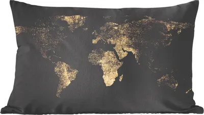 Produktbild von MuchoWow® Zierkissen Sofakissen Wohnzimmer Dekokissen 50x30 cm Weltkarte - Gold - Vintage - Wohnzimmerdekoration - Polster mit Photo