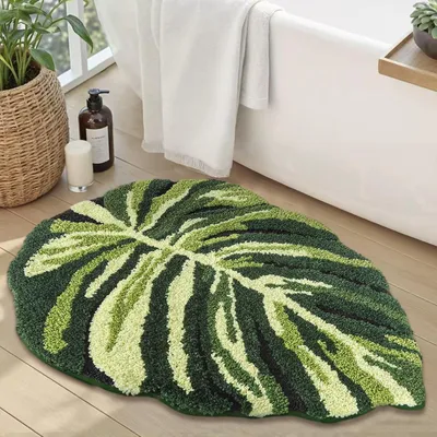 Produktbild von Monstera Blatt Badmatte, 50 x 80 cm, Weich und Rutschfest