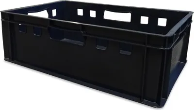 Produktbild von 1 Stück E2 Eurofleischkiste Stapelkiste Box Metzgerkiste lebensmittelecht schwarz. (E2 schwarz)