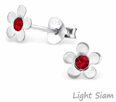 Produktbild von Kinderohrstecker: Mädchen Ohrringe Silber „Kristall Blume“ Light Siam