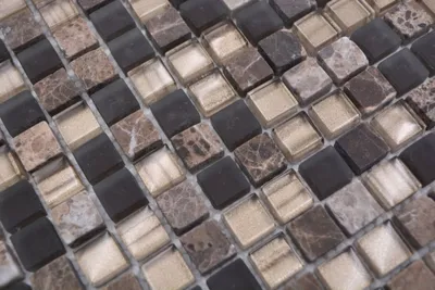 Produktbild von Handmuster Mosaikfliese Glas Naturstein Mosaik Stein mix braun matt Küchenrückwand MOS92-580_m