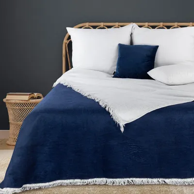 Immagine prodotto di Eurofirany Coperta Soggiorno Coperta Divano Coperta Acrilico 29 E 220x240 cm cm bianco blu scuro
