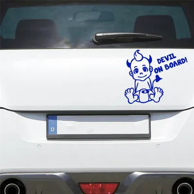 Produktbild von Auto Aufkleber Devil AN Bord Board Teufelchen Junge 17x14 cm Dunkelblau Sticker Heckscheibenaufkleber