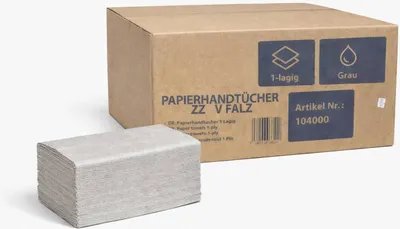 Produktbild von PACKEO Papierhandtuch Papierhandtücher VZZ-Falz 25×23 cm | 1-lagig recycelt - 5000 Blatt